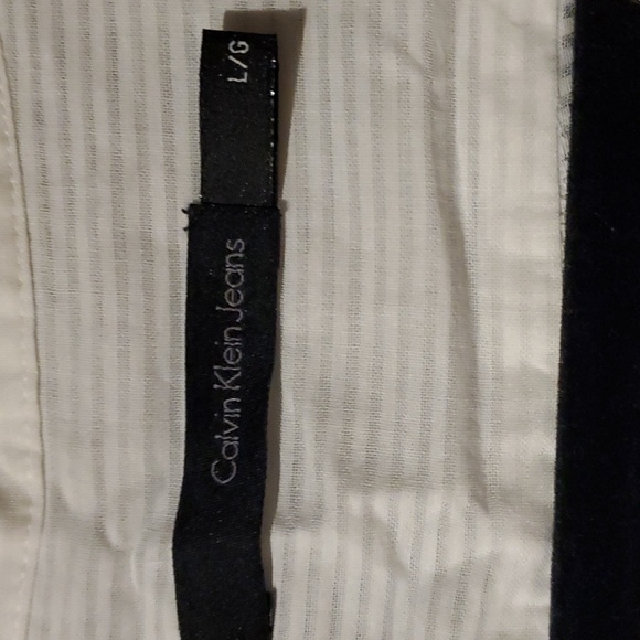 Calvin Klein Jeans size Large white shirt tunic length tie waste half sleeve - Picture 2 of 3